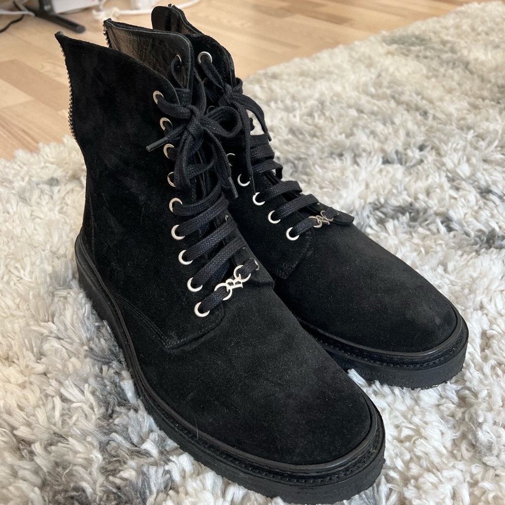 ORO Los Angeles Marini Crepe Combat boots - never worn - black - size 11